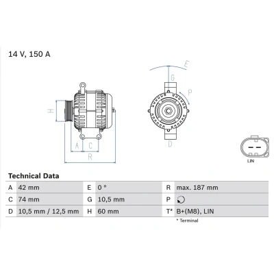 Billede af BOSCH 0 986 082 330 Generator 14V 150A FORD: Transit Mk6 Van, Bus