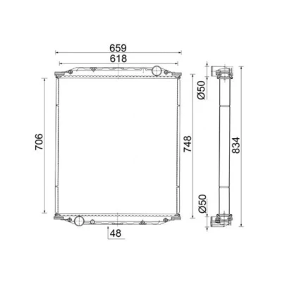 Billede af MAHLE ORIGINAL CR 2584 000S Radiator Aluminium 706 618 48 uden ramme Loddet køleripper