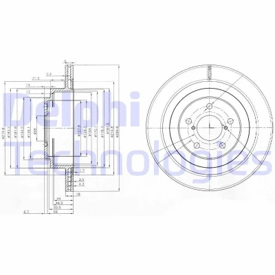 Billede af DELPHI BG3931 Bremseskiver 290 18 5 ventileret olieret ubehandlet uden hjullejer, ABS sensorring SUBARU: Legacy 4, Impreza II Stationcar