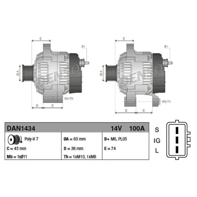 Billede af DENSO DAN1434 Generator 14V 100A TOYOTA: Avensis I Sedan, Stationcar