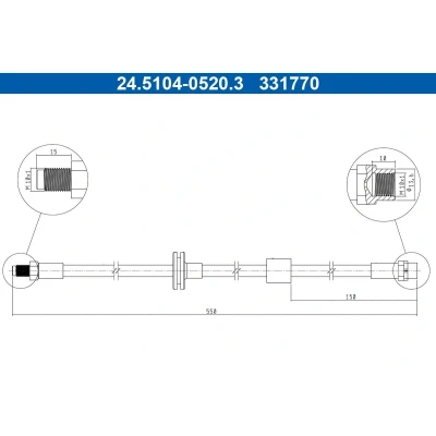 Billede af ATE 24.5104 0520.3 Bremseslange 550mm M10x1mm