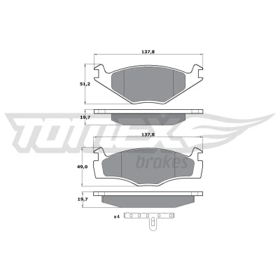 Billede af TOMEX brakes TX 10 53 Bremseklodser foraksel med tilbehør VOLKSWAGEN: GOLF 3, 2, 1 Cabriolet, SEAT: Ibiza 2