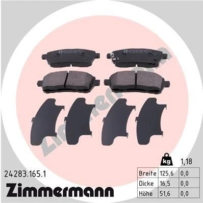 Billede af ZIMMERMANN 24283.165.1 Bremseklodser med akustisk advarsel for slid Billede svarer til leveringsomfang FORD: Fiesta 6, 6 Van, Mk6 Sedan