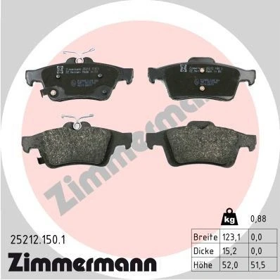 Billede af ZIMMERMANN 25212.150.1 Bremseklodser med akustisk advarsel for slid FORD: FOCUS 3 Turnier,