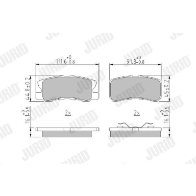 Billede af JURID 572498J Bremseklodser med akustisk advarsel for slid stempelklips uden tilbehør MITSUBISHI: ASX SUV, Lancer 8 Limousine, Grandis