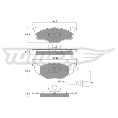 Billede af TOMEX brakes TX 14 78 Bremseklodser foraksel Inkl. slidadvarselskontakt SKODA: Fabia 2, 1 Combi, I Hatchback