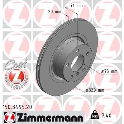 Billede af ZIMMERMANN COAT Z 150.3495.20 Bremseskiver 330 20 6/5 5 120 indvendigt ventileret coatet højkarboniseret BMW: X3
