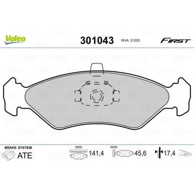 Billede af VALEO 301043 Bremseklodser FIRST foraksel Ekskl. slidadvarselskontakt uden anti knirke plade FORD: KA Hatchback, FIESTA 4