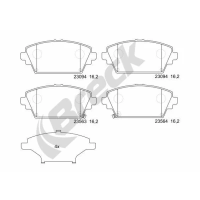 Billede af BRECK 23094 00 701 Bremseklodser Inkl. slidadvarselskontakt, med akustisk advarsel for slid NISSAN: Primera Stationcar, Hatchback