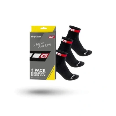 Billede af Gripgrab Classic Regular CUT Summer Socks 3 PACK Unisex Sportsstrømper, Størrelse: Small, Black