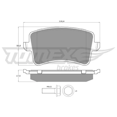 Billede af TOMEX brakes TX 15 81 Bremseklodser bagaksel AUDI: A4 B8 Avant, A5 Sportback, Sedan