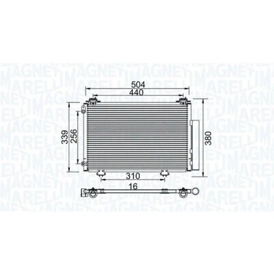 Billede af MAGNETI MARELLI 350203736000 Kondensator med tørrer 504x339x16 339mm 504mm 16mm TOYOTA: Yaris I Hatchback