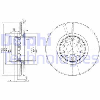 Billede af DELPHI BG3033 Bremseskiver 314 30 5 ventileret olieret ubehandlet uden hjullejer, ABS sensorring AUDI: A8 D2, A6 C4 Avant, 100 Avant