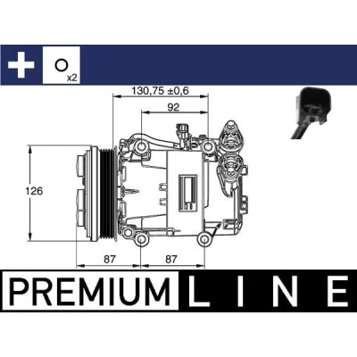 Billede af MAHLE ORIGINAL ACP 54 000P Kompressor 7VS16ic 12V PAG 46 YF R1234yf, R134a med tætningsring uden olieaftapningsskrue FORD: Focus 2 Kombi, C Max
