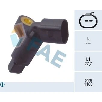 Billede af FAE 78008 ABS Sensor venstre foraksel uden kabel Induktiv 2 VOLKSWAGEN: Lupo / 3L, Golf 4, 5, AUDI: A3 Hatchback, TT Coupe, Roadster