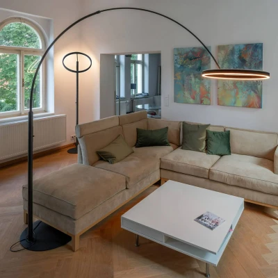 Billede af SLV LED gulvlampe One Bow FL, sort, stål, højde 232 cm