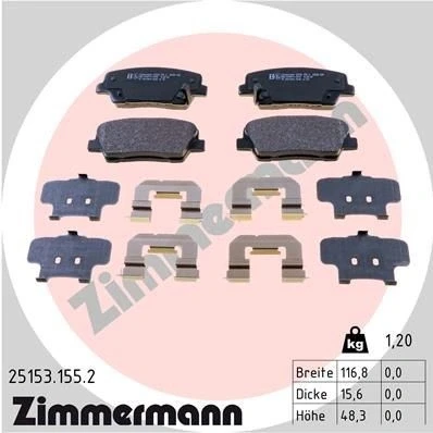 Billede af ZIMMERMANN 25153.155.2 Bremseklodser med akustisk advarsel for slid Billede svarer til leveringsomfang, glideplade