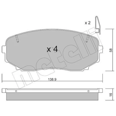 Billede af METELLI 22 0872 1 Bremseklodser med akustisk advarsel for slid MITSUBISHI: Eclipse Cross