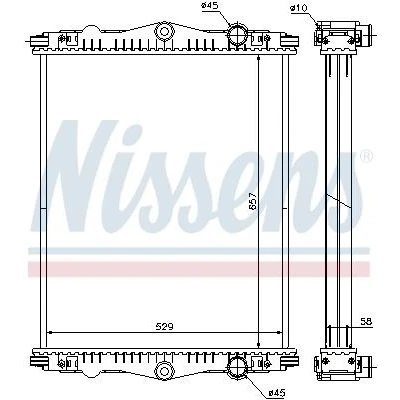Billede af NISSENS 614430 Radiator Aluminium 657 529 58 uden ramme Loddet køleripper