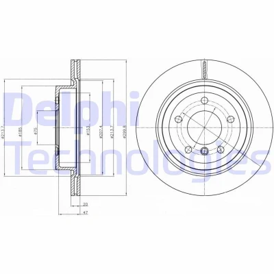 Billede af DELPHI BG4223C Bremseskiver 300 20 5 ventileret coatet højkarboniseret uden hjullejer, ABS sensorring BMW: Z4 Roadster
