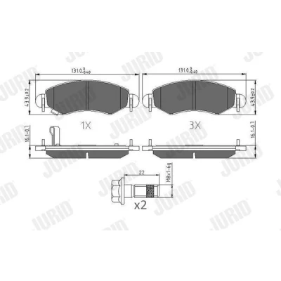 Billede af JURID 573378J Bremseklodser med akustisk advarsel for slid SUZUKI: IGNIS 2, Wagon R+ II Hatchback, R III Hatchback
