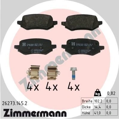 Billede af ZIMMERMANN 26273.145.2 Bremseklodser med skruer Billede svarer til leveringsomfang, glideplade