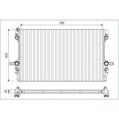Billede af VALEO 701126 Radiator Aluminium 502 795 32 uden kølemiddelregulering