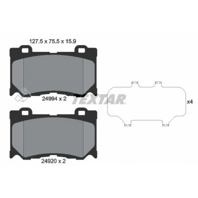 Billede af TEXTAR 2499401 Bremseklodser med akustisk advarsel for slid tilbehør INFINITI: FX SUV, QX70 NISSAN: 370Z Coupe