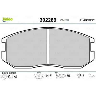 Billede af VALEO 302289 Bremseklodser foraksel Ekskl. slidadvarselskontakt uden anti knirke plade MITSUBISHI: GALANT 4 Stufenheck, DAIHATSU: Extol Bus
