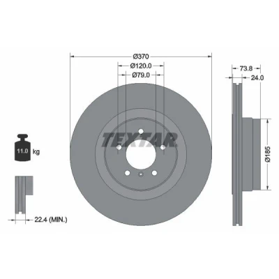 Billede af TEXTAR PRO 92155203 Bremseskiver 370 24 05/06 120 udvendig ventileret coatet uden hjulbolte, hjulnav BMW: 7