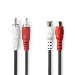 Billede af Stereo Audio kabel 2x RCA Hanstik Hun Nikkelplateret 2.00 m Runde Sort Box