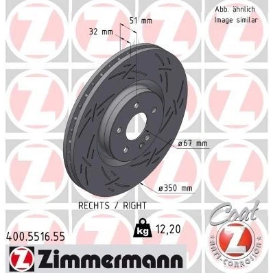 Billede af ZIMMERMANN 400.5516.55 Bremseskiver 350 32 6/5 5 112 indvendigt ventileret, opslidset coatet MERCEDES BENZ: A klasse, CLA Coupe, Stationcar