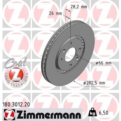 Billede af Bremseskive ZIMMERMANN 180.3012.20