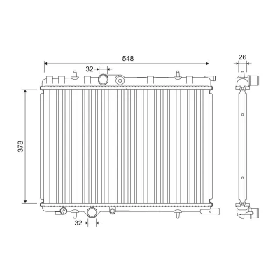 Billede af VALEO 701190 Radiator Aluminium 26mm 378mm 548mm Loddet køleripper PEUGEOT: 307 SW, Hatchback, Stationcar