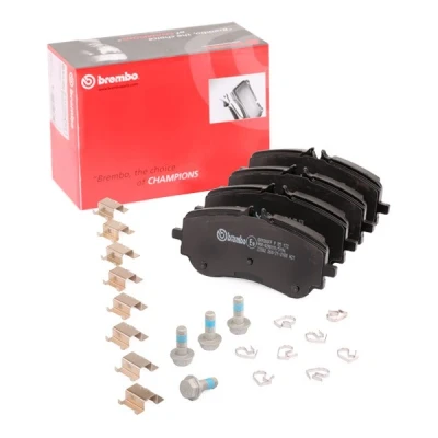 Billede af BREMBO P 85 172 Bremseklodser Ekskl. slidadvarselskontakt med bremsecaliperskruer tilbehør VOLKSWAGEN: Crafter Van, Amarok Pick up, MAN: TGE Bus
