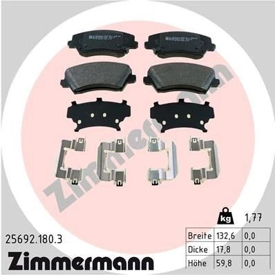 Billede af ZIMMERMANN 25692.180.3 Bremseklodser med akustisk advarsel for slid Billede svarer til leveringsomfang, glideplade HYUNDAI: i30 III Stationcar