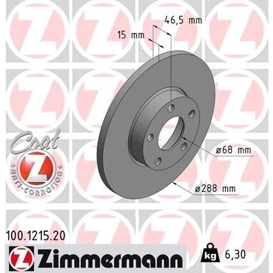 Billede af Bremseskive ZIMMERMANN 100.1215.20