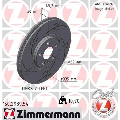 Billede af ZIMMERMANN 150.2939.54 Bremseskiver 335 30 6/5 5 112 indvendigt ventileret, opslidset coatet højkarboniseret MINI: Hatchback, Cabriolet, Clubman