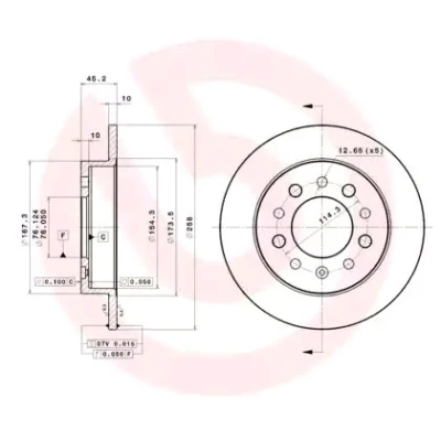 Billede af BREMBO COATED DISC LINE 08.B027.11 Bremseskiver 258 10 5 fuldstændigt coatet