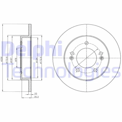 Billede af DELPHI BG4310 Bremseskiver 258 10 5 fuldstændigt olieret ubehandlet uden hjullejer, ABS sensorring KIA: Venga, HYUNDAI: ix20