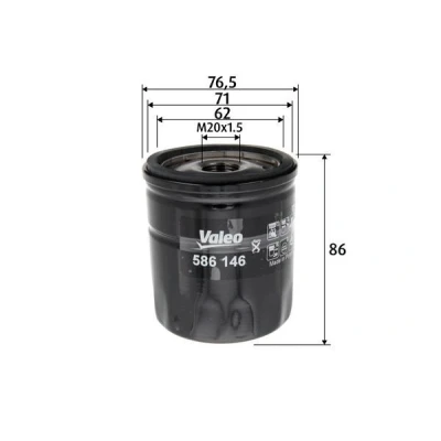 Billede af VALEO 586146 Oliefilter M20x1.5 Påskruet filter SEAT: Ibiza 4, 4 ST, Toledo VOLKSWAGEN: Polo V Hatchback, SKODA: Fabia III Stationcar