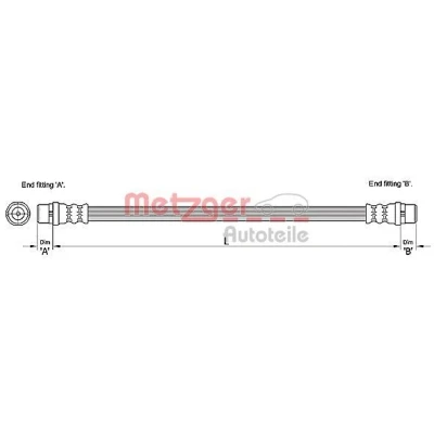 Billede af METZGER 4110254 Bremseslange 318 AUDI: A6 C6 Avant, Sedan
