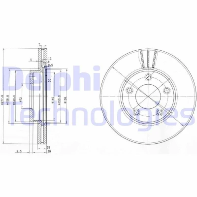 Billede af DELPHI BG3927 Bremseskiver 278 25 5 ventileret olieret ubehandlet uden hjullejer, ABS sensorring MAZDA: 5, 3 Hatchback, Sedan