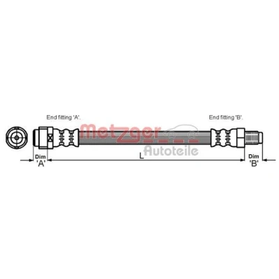 Billede af METZGER 4114082 Bremseslange 232 M10x1 MERCEDES BENZ: A klasse