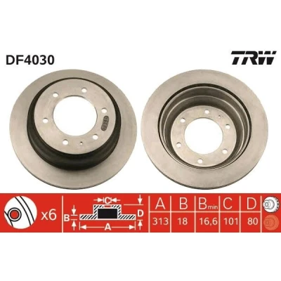 Billede af TRW DF4030 Bremseskiver 313 18 6 140 ventileret lakeret OPEL: Frontera A SUV