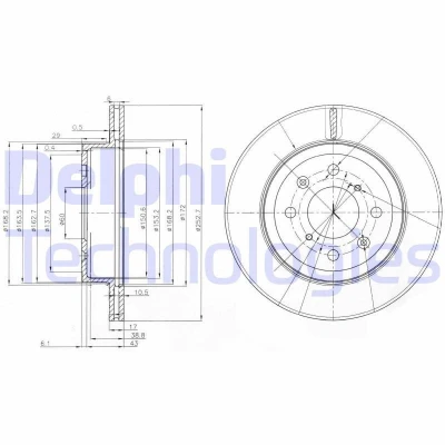Billede af DELPHI BG3884 Bremseskiver 253 17 4 ventileret olieret ubehandlet uden hjullejer, ABS sensorring SUZUKI: IGNIS 2, Wagon R+ II Hatchback