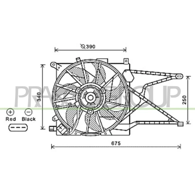 Billede af PRASCO OP017F007 Køleventilator 390mm 12V 280W