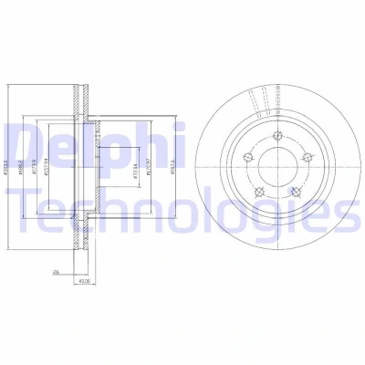Billede af DELPHI BG4240C Bremseskiver 302 22 5 ventileret coatet højkarboniseret uden hjullejer, ABS sensorring VOLVO: V70 3, V60 I, S80 II