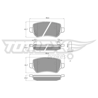 Billede af TOMEX brakes TX 12 97 Bremseklodser bagaksel med akustisk advarsel for slid OPEL: Astra H Caravan, Zafira B, Hatchback, KIA: Venga
