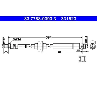 Billede af ATE 83.7788 0393.3 Bremseslange 394 M10x1 VOLVO: V40 Hatchback
